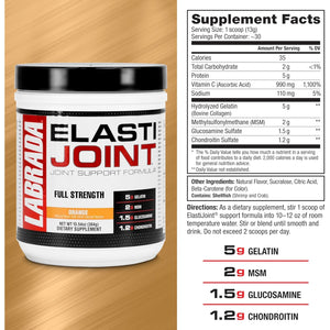 Labrada Nutrition Elastijoint, Orange Flavor,Glucosamine Joint Support Supplement Powder for Men & Women, Joint Relief & Bone Health Supplement with MSM, Glucosamine Chondroitin MSM Gluten-Free
