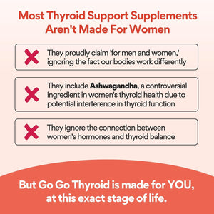 Voomvaya Go Go Thyroid - Thyroid Support for Women 30+ - Female-Focused Hormonal Balance & Thyroid Supplement with Iodine, Selenium & L Tyrosine - 3Rd Party Tested - 60 Capsules