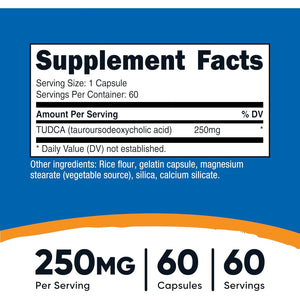 Nutricost Tudca 250Mg, 60 Capsules (Tauroursodeoxycholic Acid) - Premium Quality