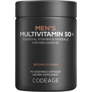 Codeage Men'S Multivitamin 50+ Supplement - Essential Vitamins for Men over 50 Years Old, Minerals, Coq10, Turmeric, Saw Palmetto, Maca, Panax Ginseng, Probiotics & Botanicals - Non-Gmo - 90 Capsules
