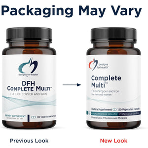 Designs for Health DFH Complete Multi - Comprehensive Multi Vitamin + Mineral Supplement with Folate, 1000 IU Vitamin D, Immune Support Vitamins - Multivitamin with No Copper, No Iron (120 Capsules)