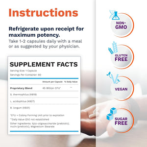 Renadyl Kidney Probiotic Supplement | Urea, Creatinine, & Uric Acid Support | 45 Billion Cfus | Clinically Tested, Non-Gmo, & Made in USA, 60 Capsules (1 Bottle, 1 Month Supply)