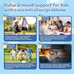 Saffron Gummies for Kids - Saffron Extract Supplements with GABA, Mood Munchies Calms Temper Tantrums, Supports Happy Mood & Cognition, Focus Calm Gummies for Kids 4+, Sugar Free Strawberry, 90 Counts