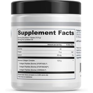 Advanced Collagen Complex Powder – VERISOL®, FORTIBONE®, & FORTIGEL® for Hair, Skin, Bone & Joint Support – Clinically Studied Ingredients – Grass-Fed Hydrolyzed Collagen Peptides – 30 Servings