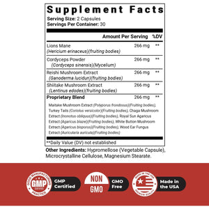 Dr. Love Roar Lion’S Mane Mushroom Supplement – Plant-Based Formula with Cordyceps, Reishi & Shiitake – Vegan, Gluten-Free, GMP Certified, Made in USA – 60 Capsules, 1 Month Supply