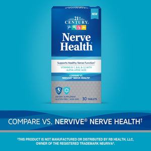 21St Century Nerve Health Tablets (30 Count), Alpha Lipoic Acid 300Mg, B1, B6, & B12 Vitamins for Nerve Function Support, Antioxidant ALA Supplement, Gluten Free. Non-Gmo, & Vegan