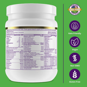 Paradise Herbs ORAC Energy Protein & Greens Powder, Antioxidant Power of 24 Servings of Fruits & Vegetables in 1 Scoop + 20G Protein, Unflavored, 15 Servings