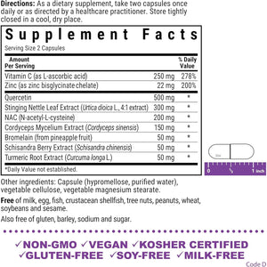 Bluebonnet Nutrition Justbreathe, Seasonal Support*, Non-Gmo, Kosher Certified, Gluten-Free, Soy-Free, Dairy-Free, 30 Vegetable Capsules, 15 Servings