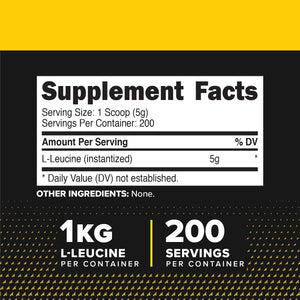 Primaforce L-Leucine Pure Powder 1 KG (2.2Lbs) - Non-Gmo, Gluten Free, 200 Servings