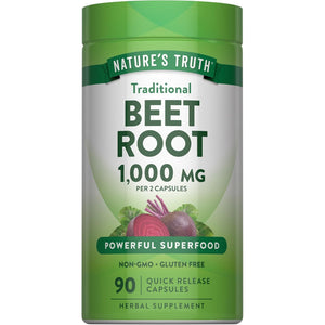 Nature'S Truth Beet Root Capsules | 1000Mg | 90 Pills | Herbal Extract | Gluten Free & Non-Gmo Supplement