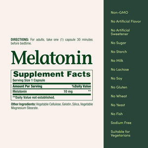 Nature'S Bounty Melatonin, 100% Drug-Free Sleep Aid, Dietary Supplement, 10 Mg, 60 Count