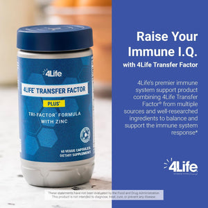 4Life Transfer Factor plus - Support with Zinc, Super Mushroom Blend (Maitake, Shiitake, Agaricus), and Colostrum & Egg Yolk Extracts - 60 Capsules