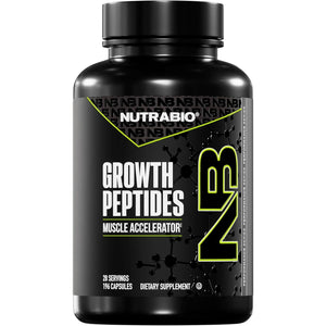 Nutrabio Growth Peptides |Muscle Accelerator with Dileucine & Peptistrong | Peptides for Muscle Growth Men & Women- 28 Servings- 196 Capsules