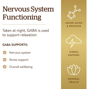 Solgar GABA 500 Mg, 100 Vegetable Capsules - Relaxation & Nervous System Support - Amino Acid - Non-Gmo, Vegan, Gluten Free, Dairy Free, Kosher - 100 Servings