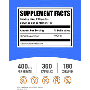 Bulksupplements.Com DIM Capsules - Diindolylmethane, DIM Supplement for Men & Women - Gluten Free, 2 Capsules per Serving, 360 Count (Pack of 1)