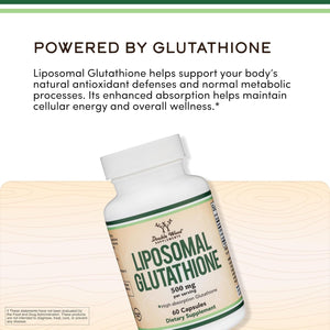 Liposomal Glutathione Supplement 500Mg per Serving, 60 Capsules (Vegan Safe, Non-Gmo) Max Absorption Liposomal Glutathione with Genuine Smell and Taste by Double Wood
