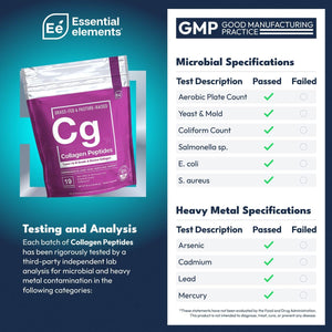 Essential Elements Hydrolyzed Collagen Peptides Powder for Men & Women - Joint, Skin, Hair & Nail Support - 15 Grams of Type I & III Grass-Fed Bovine Collagen - 30 Servings