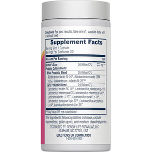 Renew Life Women'S Probiotic Capsules, 50 Billion CFU Guaranteed, Supports Ph Balance, Vaginal, Urinary, Digestive and Immune Health(2), L. Rhamnosus GG, Dairy, Soy and Gluten-Free, 30 Count