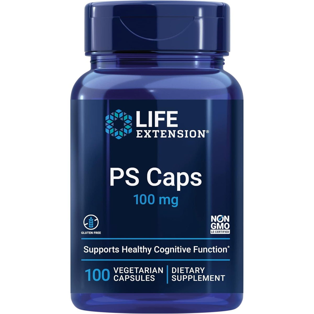 Life Extension PS Caps, Phosphatidylserine, for Cognitive Performance, Gluten-Free, Non-Gmo, Vegetarian, 100 Capsules