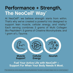 Neocell Creatine Monohydrate Powder | 30 Servings | with Multi Collagen Peptides | Unflavored | for Women and Men
