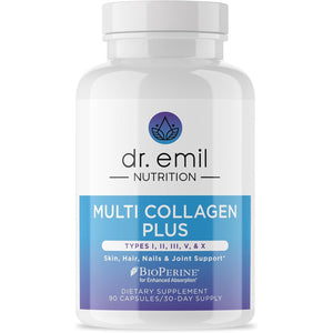 Dr. Emil Nutrition Multi Collagen - Hydrolyzed Collagen Supplement - Types I, II, III, V & X - Hair, Skin, Nails & Joint Support - Non-Gmo & Gluten-Free - 90 Capsules