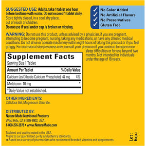 Nature Made Melatonin 10Mg Maximum Strength Tablets, 100% Drug Free Sleep Aid for Adults, Melatonin for Adults, 70 Count, 70 Day Supply