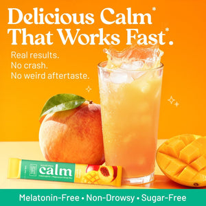 Third Nature Calm Powdered Drink Mix for Stress Support, Relaxation, Healthy Cortisol & Focus - No Sugar, Non-Gmo On-The-Go Calming Drink with Magnesium Glycinate, GABA, Peach Mango, 14 Stick Packs
