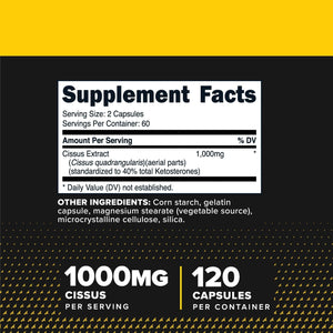Primaforce Cissus Quadrangularis Extract, 120 Capsules, 1000Mg per Serving - Gluten Free, Non-Gmo