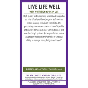 New Chapter Organic Ashwagandha Supplement, One Capsule a Day of Adaptogens for Stress Relief, Mood Support, & Energy, Vegan, 60 Count
