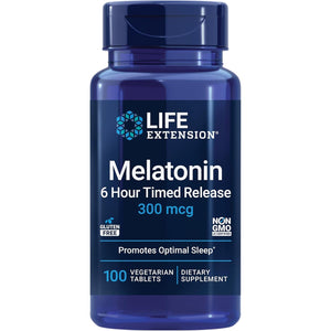 Life Extension Melatonin 6 Hour Timed Release, 300 Mcg, Extended-Release Formula for Gentle Sleep Support, Healthy Circadian Rhythms, Cellular Defense, Gluten-Free, Non-Gmo, Vegetarian, 100 Tablets