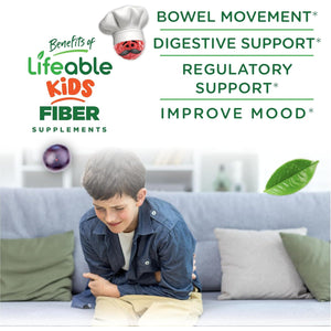 Lifeable Sugar Free Prebiotic Kids Fiber Gummies | 4G Fiber for Kids | Great Tasting Vegetarian Fiber Supplements for Kids | for Digestive Health | Fiber Gummies for Kids | 90 Probiotics Gummies