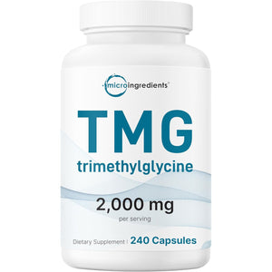 Micro Ingredients TMG 2000Mg, 240 Capsules | Double Strength Betaine Anhydrous Trimethylglycine* | Non-Gmo, Gluten Free