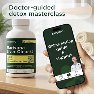 Exploro Liver Cleanser Full Body Detox, Complete Detoxification for Heavy User, Prepare before Your Workplace Test, 60 Capsules with Turmeric, Zinc, Milk Thistle, Dandelion Root