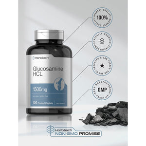 Horbäach Glucosamine HCL | 1500Mg | 120 Caplets | Non-Gmo and Gluten Free Supplement