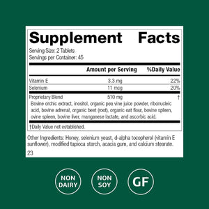 Standard Process Cataplex E - Thyroid Health Support with Antioxidant Vitamin E & Selenium - Endocrine Gland Health Support - Gluten-Free, Non-Dairy & Non-Soy - 90 Tablets (45 Servings)