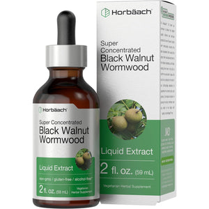 Horbäach Black Walnut Hull Wormwood Extract Tincture | 2 Fl Oz | Alcohol Free Liquid | Vegetarian, Non-Gmo & Gluten Free Supplement