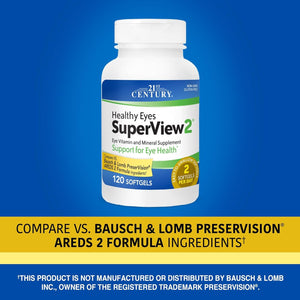 21St Century Healthy Eyes Superview 2 Softgels, 120 Count