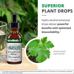 Nutramedix Parsley Herbal Supplement - Parsley Leaf and Stem Extract - Antioxidant Support, Body Detox & Cleanse Support - Liquid Herbal Supplements for Immune Health (1Oz / 30Ml)