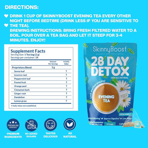 Skinny Boost Detox Tea Kit-Slimming Tea for Weight, Metabolism, Energy, Bloating & Colon Cleanse – Green Tea, Herbal, Vegan, Keto, Non-Gmo, Sugar-Free-2 PACK –1 Daytime (28 Bags) + 1 Evening -(14 Bags)