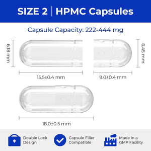 Empty Vegan Capsules Size 2 - Empty (100 Count) DIY Filling - Veggie Capsules with 2 Micro Lab Spoons for Filling