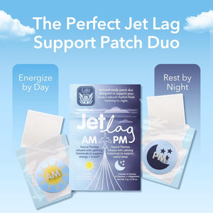 Laki Naturals Jet Lag AM & PM Travel Patches (1 Count, Pack of 8) – Natural Day & Night Support for Travelers – Energy, Focus & Restful Sleep – with B12, Valerian, Lavender & More