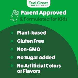 Feel Great USDA Organic Super Greens Powder for Kids - Cocao Chocolate | Fruit & Veggie Supplement | Superfood Powder with Probiotics & Digestive Enzymes for Digestive Health | 60 Days Supply