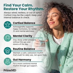 5-In-1 Cortisol Supplement for Women and Men with Ashwagandha for Calmness, Focus, and Adrenal Support Supplements with Shilajit Extract, Magnesium Glycinate, Probiotics (120 Ct) (Pack of 1)