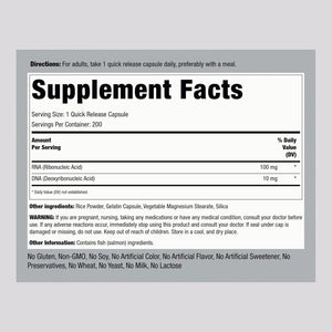 Piping Rock RNA DNA Supplement | 200 Capsules | Ribonucleic Acid & Deoxyribonucleic Acid Complex | Non-Gmo, Gluten Free