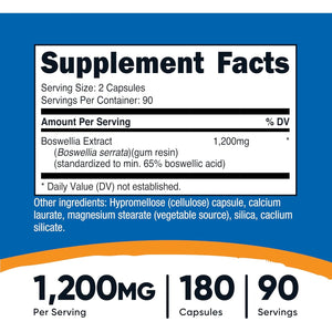 Nutricost Boswellia Extract 180 Capsules for 90 Servings per Bottle - Gluten Free and GMO Free, Vegan