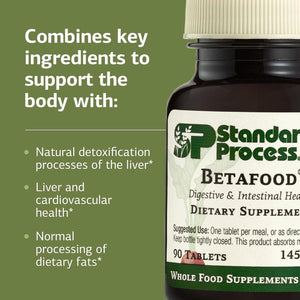 Standard Process Betafood - Supports Digestion & Intestinal Function with Beets - Aids a Healthy Heart & Liver Health - Gluten-Free, Non-Dairy & Non-Soy - 90 Tablets (90 Servings)