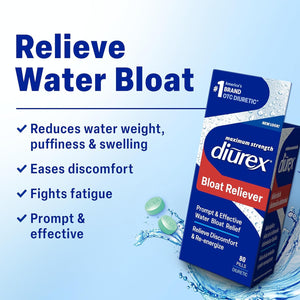 Diurex Ultra Re-Energizing Water Pills - Relieve Water Bloat - Feel Better & Less Heavy - 80 Count