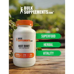 Bulksupplements.Com Beet Root Capsules - Beet Root Supplement, Beet Root Pills - Vegan, Superfood, & Gluten Free - 7 Capsules per Serving, 210 Veg Capsules (Pack of 1)