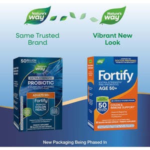Nature'S Way Fortify Extra Strength(1) Probiotic Adults 50+, 50 Billion Live Cultures, Prebiotics, Probiotics for Digestive Health*, Immune Support*, Colon Health*, 30 Capsules