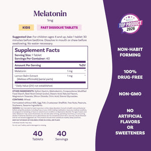 Natrol Kids Fast Dissolve Melatonin 1 Mg, Dietary Supplement for Restful Sleep, Sleep Tablets for Kids, 40 Strawberry-Flavored Melatonin Tablets, 40 Day Supply